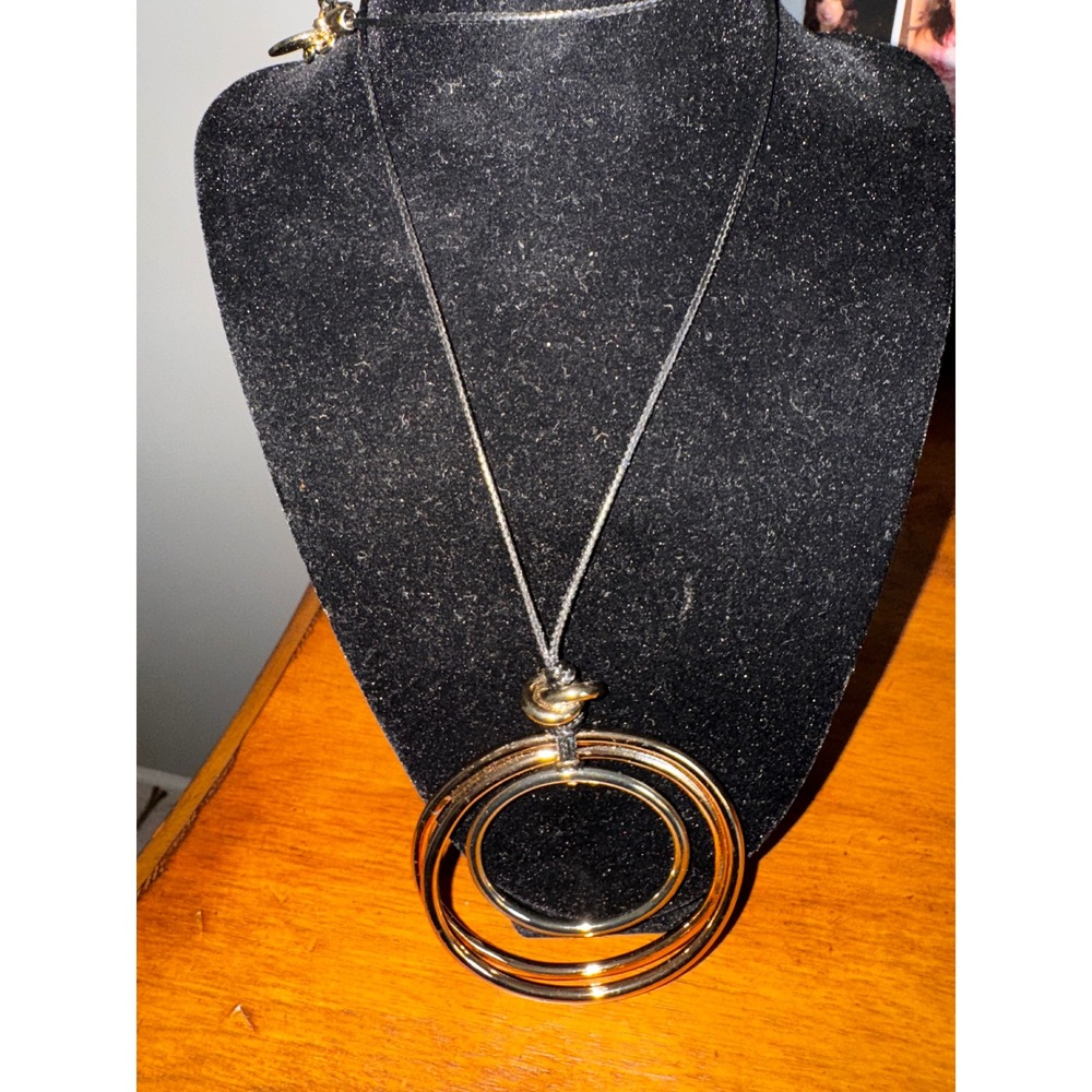 Chicos Modern Gold‎ Tone Double Circle Pendant Necklace